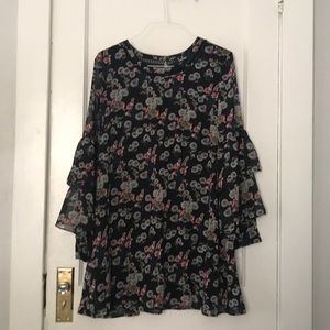 NWT black floral midi Lulu dress